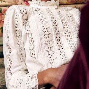 Sezane Rym Lace Button Up Shirt - Sz 38